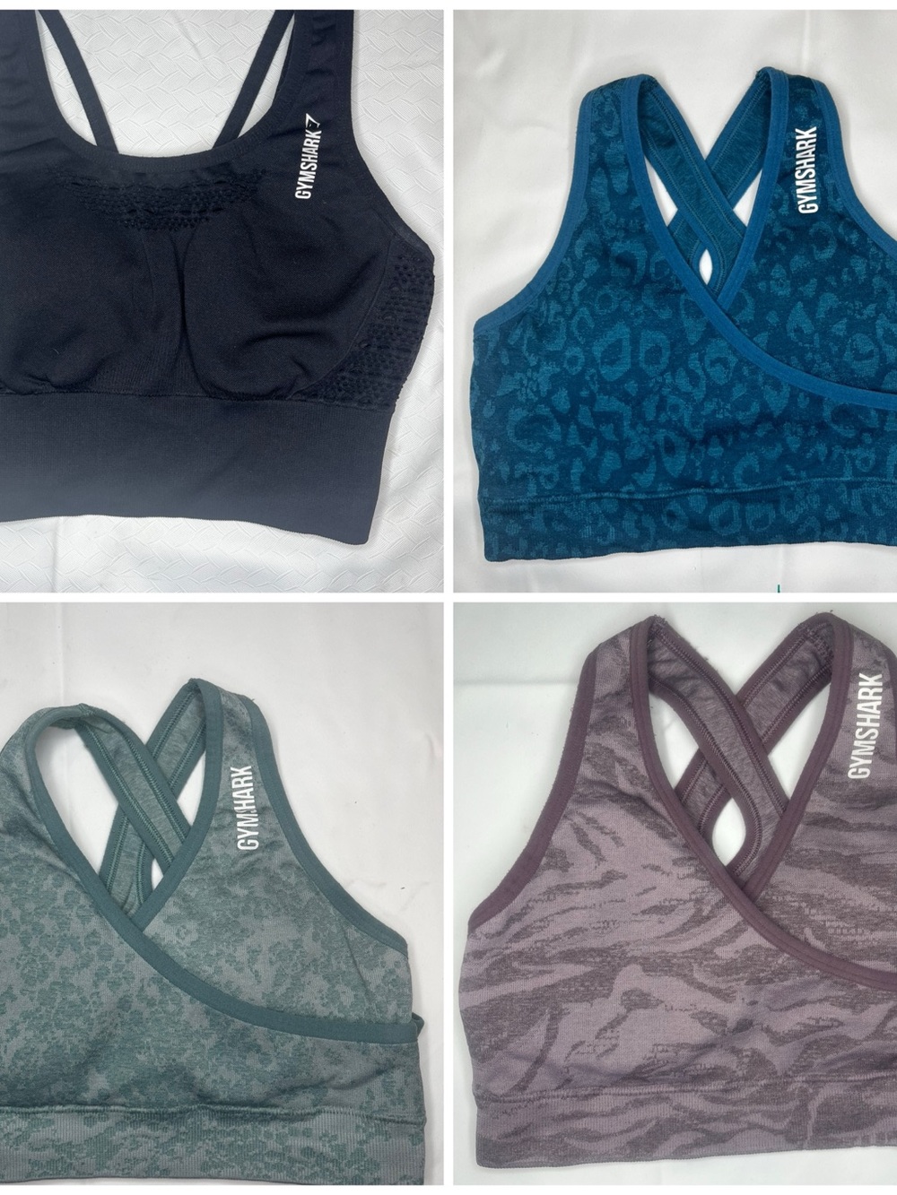 Gymshark Seamless Crossback Sports Bra Set - Black, Teal, Sage, Mauve